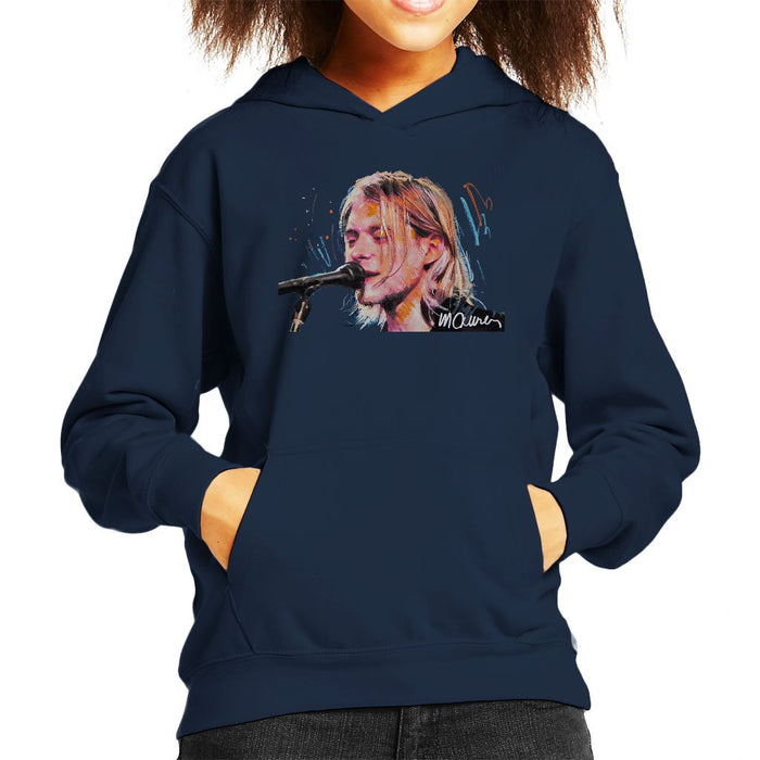 Sidney Maurer Original Portrait Of Kurt Cobain Singing Kids Hooded Sweatshirt - Kids Boys Hooded Sweatshirt