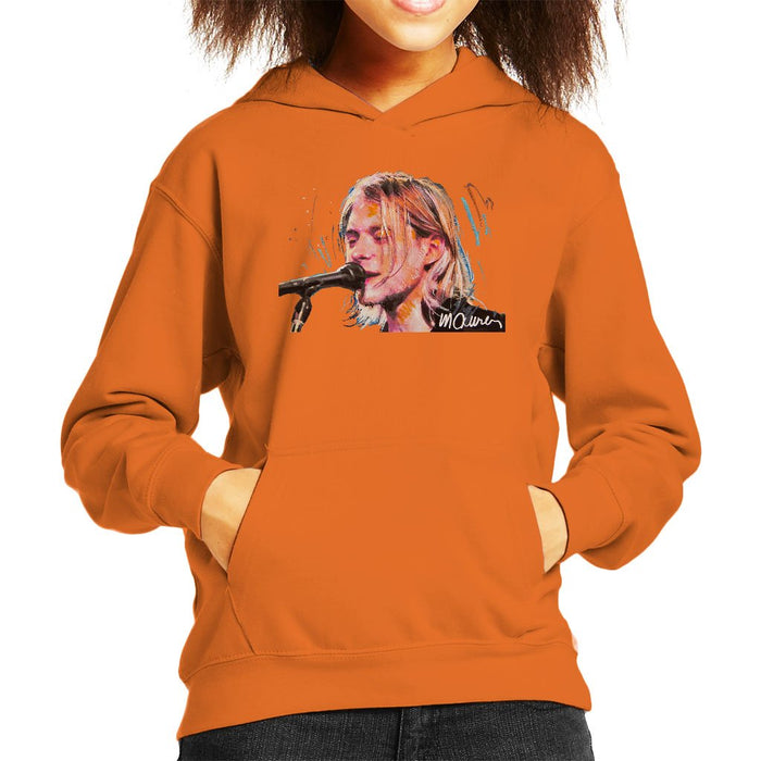 Sidney Maurer Original Portrait Of Kurt Cobain Singing Kids Hooded Sweatshirt - Kids Boys Hooded Sweatshirt