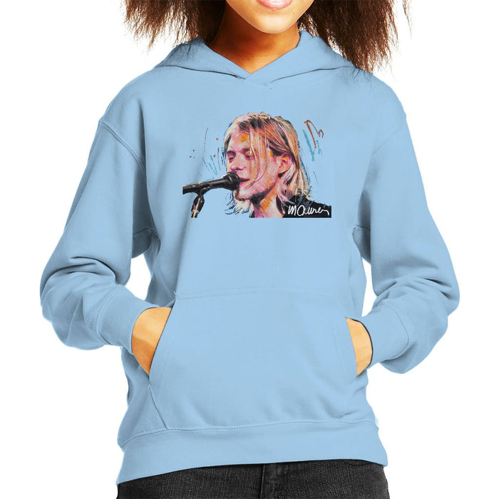Sidney Maurer Original Portrait Of Kurt Cobain Singing Kids Hooded Sweatshirt - Kids Boys Hooded Sweatshirt