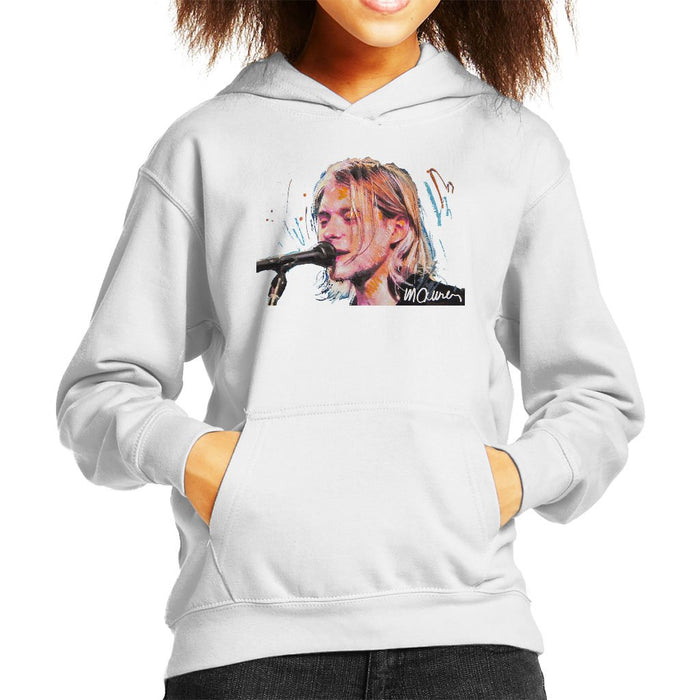 Sidney Maurer Original Portrait Of Kurt Cobain Singing Kids Hooded Sweatshirt - Kids Boys Hooded Sweatshirt
