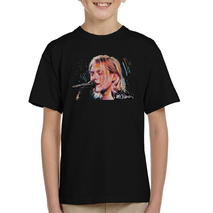 Sidney Maurer Original Portrait Of Kurt Cobain Singing Kids T-Shirt - Kids Boys T-Shirt