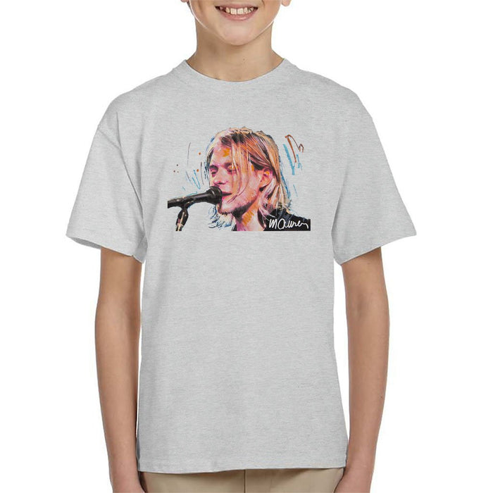 Sidney Maurer Original Portrait Of Kurt Cobain Singing Kids T-Shirt - Kids Boys T-Shirt