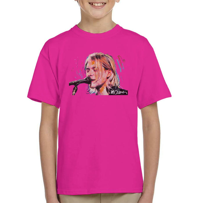 Sidney Maurer Original Portrait Of Kurt Cobain Singing Kids T-Shirt - Kids Boys T-Shirt