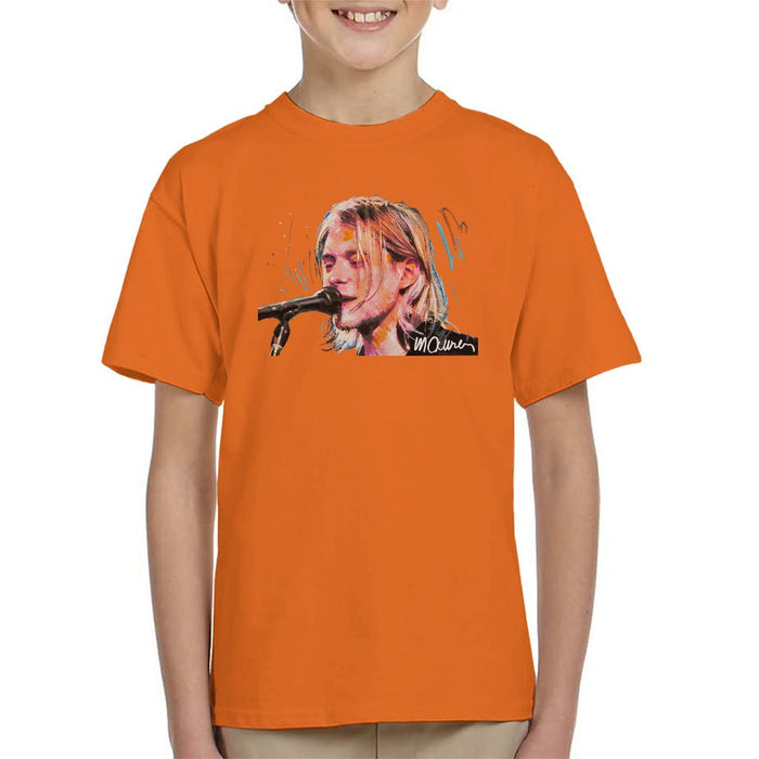 Sidney Maurer Original Portrait Of Kurt Cobain Singing Kids T-Shirt - Kids Boys T-Shirt