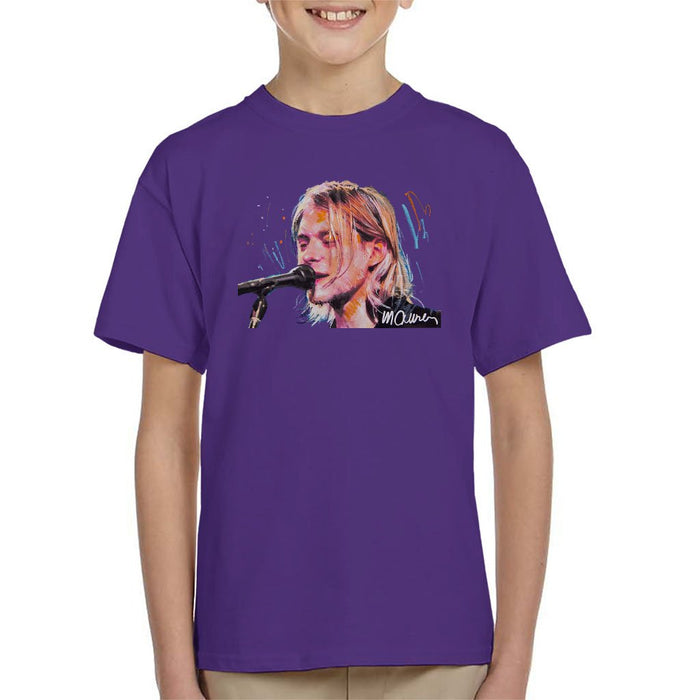 Sidney Maurer Original Portrait Of Kurt Cobain Singing Kids T-Shirt - Kids Boys T-Shirt