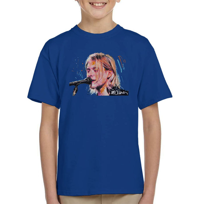 Sidney Maurer Original Portrait Of Kurt Cobain Singing Kids T-Shirt - Kids Boys T-Shirt