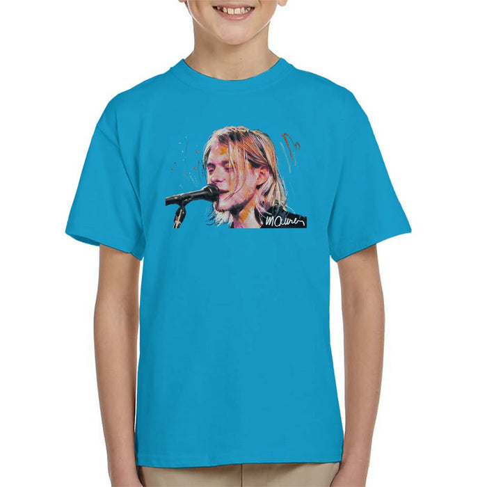Sidney Maurer Original Portrait Of Kurt Cobain Singing Kids T-Shirt - Kids Boys T-Shirt
