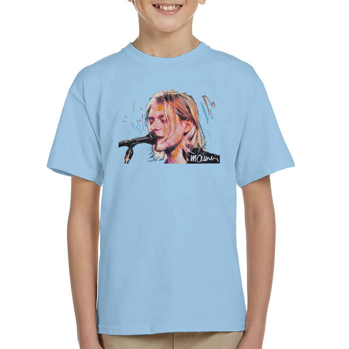 Sidney Maurer Original Portrait Of Kurt Cobain Singing Kids T-Shirt - Kids Boys T-Shirt