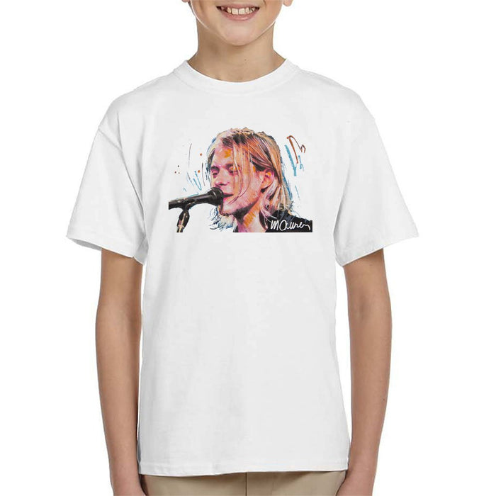 Sidney Maurer Original Portrait Of Kurt Cobain Singing Kids T-Shirt - Kids Boys T-Shirt