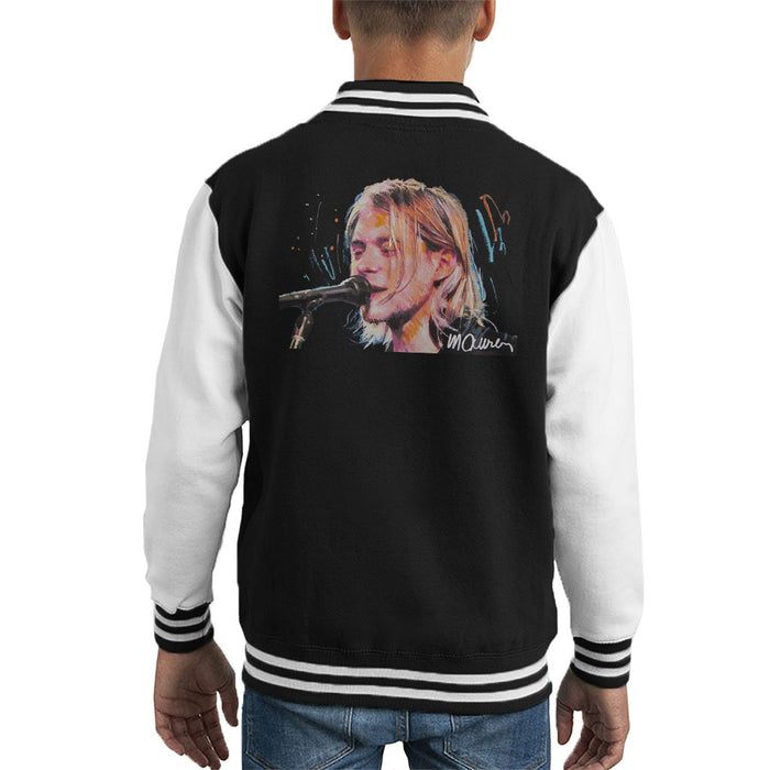 Sidney Maurer Original Portrait Of Kurt Cobain Singing Kids Varsity Jacket - Kids Boys Varsity Jacket