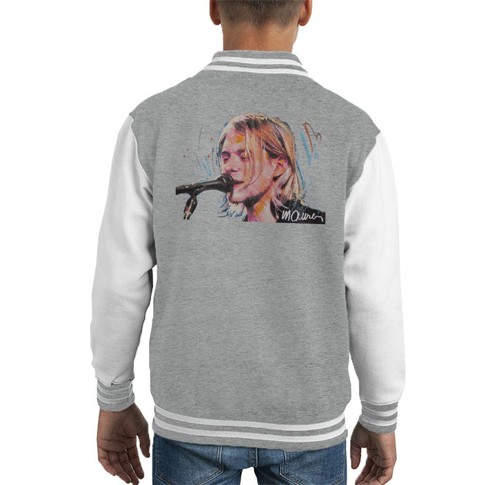 Sidney Maurer Original Portrait Of Kurt Cobain Singing Kids Varsity Jacket - Kids Boys Varsity Jacket