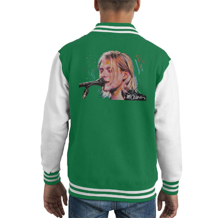 Sidney Maurer Original Portrait Of Kurt Cobain Singing Kids Varsity Jacket - Kids Boys Varsity Jacket