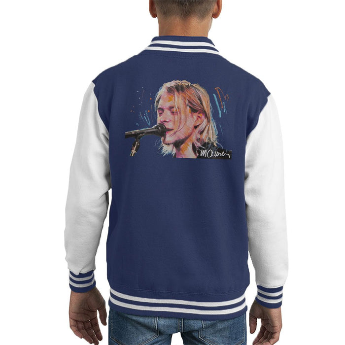 Sidney Maurer Original Portrait Of Kurt Cobain Singing Kids Varsity Jacket - Kids Boys Varsity Jacket