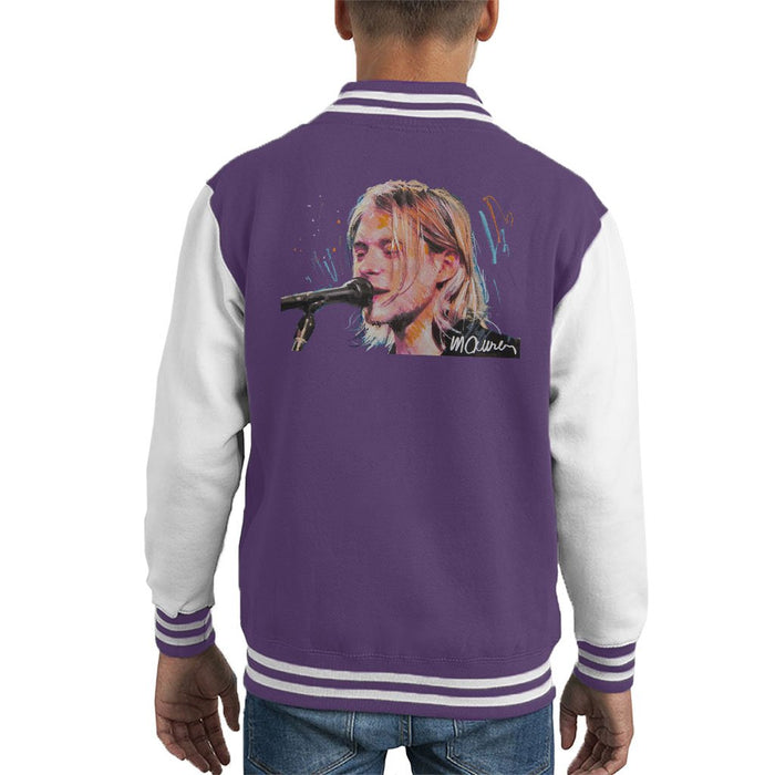 Sidney Maurer Original Portrait Of Kurt Cobain Singing Kids Varsity Jacket - Kids Boys Varsity Jacket