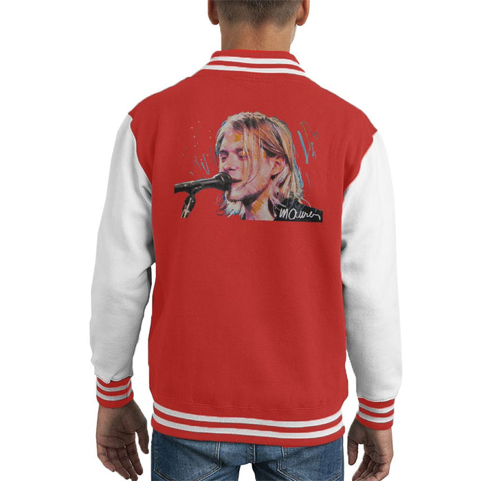 Sidney Maurer Original Portrait Of Kurt Cobain Singing Kids Varsity Jacket - Kids Boys Varsity Jacket