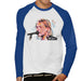 Sidney Maurer Original Portrait Of Kurt Cobain Singing Mens Baseball Long Sleeved T-Shirt - Small / White/Royal - Mens Baseball Long Sleeved
