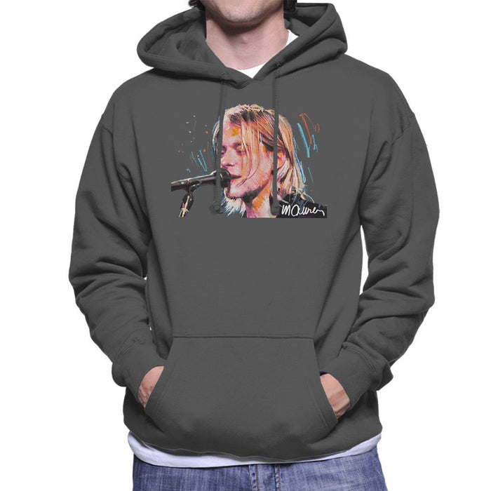 Sidney Maurer Original Portrait Of Kurt Cobain Singing Mens Hooded Sweatshirt - Mens Hooded Sweatshirt