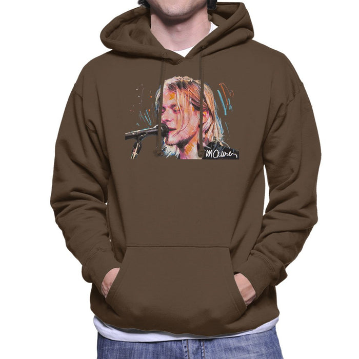 Sidney Maurer Original Portrait Of Kurt Cobain Singing Mens Hooded Sweatshirt - Mens Hooded Sweatshirt