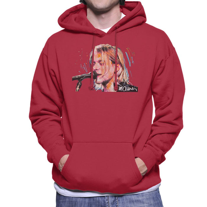 Sidney Maurer Original Portrait Of Kurt Cobain Singing Mens Hooded Sweatshirt - Mens Hooded Sweatshirt