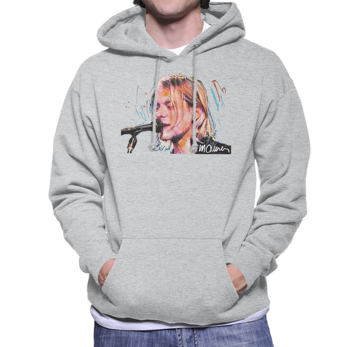 Sidney Maurer Original Portrait Of Kurt Cobain Singing Mens Hooded Sweatshirt - Mens Hooded Sweatshirt