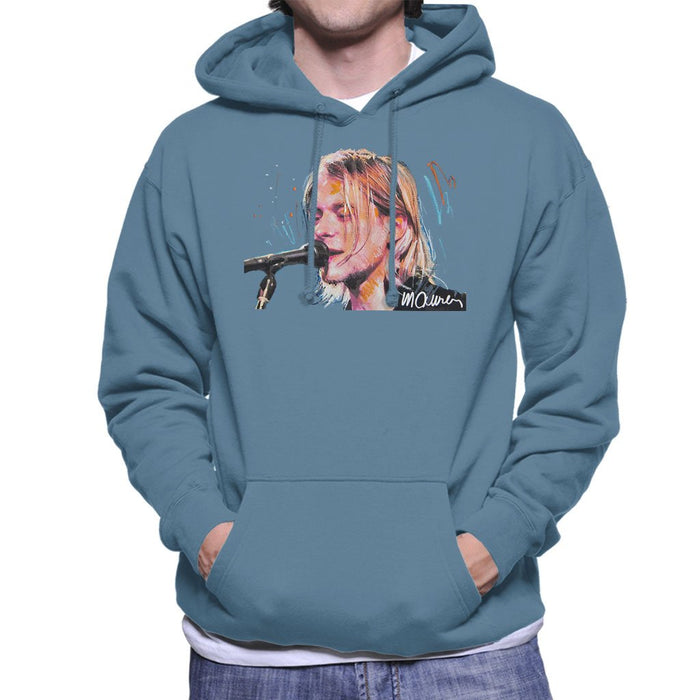 Sidney Maurer Original Portrait Of Kurt Cobain Singing Mens Hooded Sweatshirt - Mens Hooded Sweatshirt