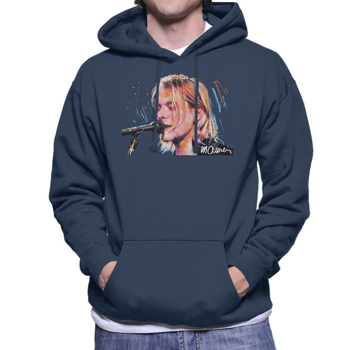Sidney Maurer Original Portrait Of Kurt Cobain Singing Mens Hooded Sweatshirt - Mens Hooded Sweatshirt