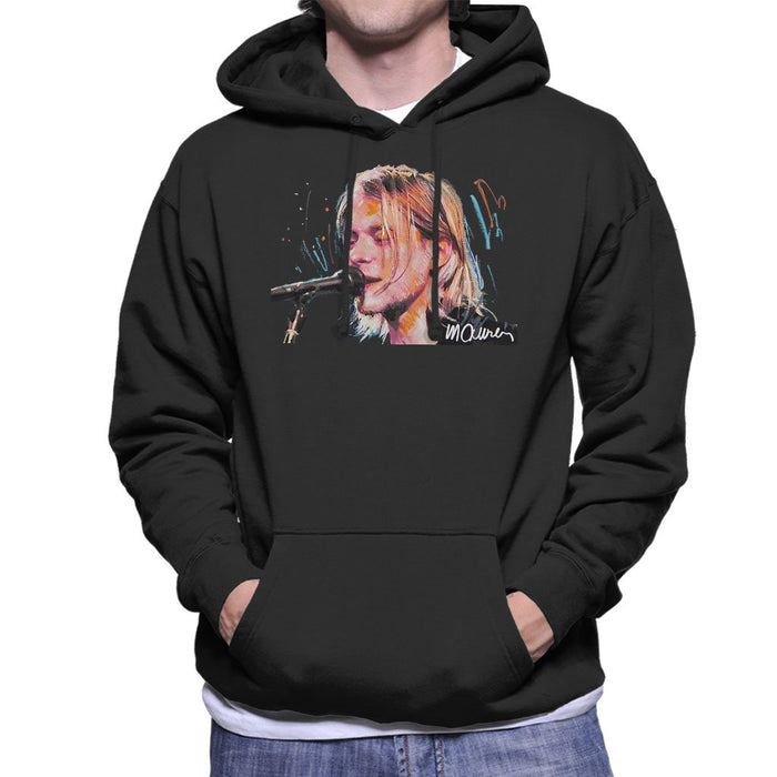 Sidney Maurer Original Portrait Of Kurt Cobain Singing Mens Hooded Sweatshirt - Mens Hooded Sweatshirt