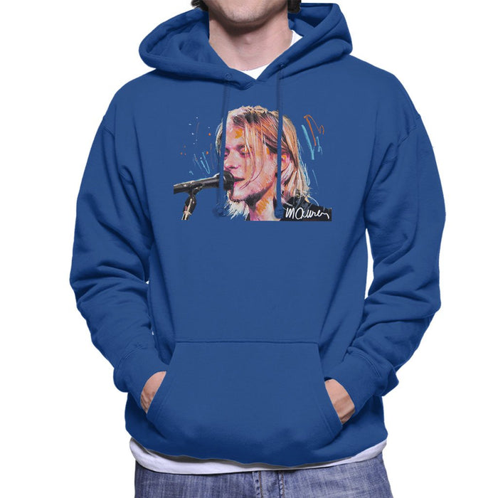 Sidney Maurer Original Portrait Of Kurt Cobain Singing Mens Hooded Sweatshirt - Mens Hooded Sweatshirt