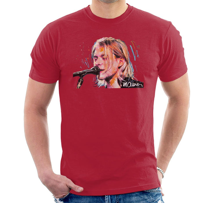 Sidney Maurer Original Portrait Of Kurt Cobain Singing Mens T-Shirt - Mens T-Shirt