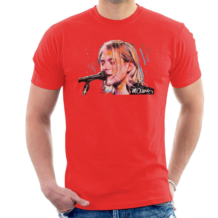 Sidney Maurer Original Portrait Of Kurt Cobain Singing Mens T-Shirt - Mens T-Shirt