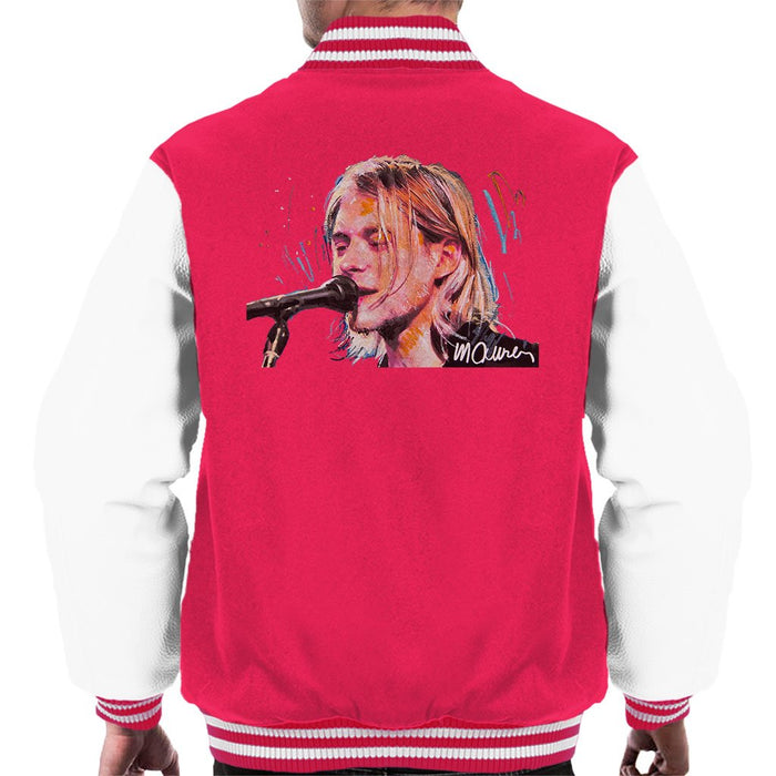 Sidney Maurer Original Portrait Of Kurt Cobain Singing Mens Varsity Jacket - Mens Varsity Jacket