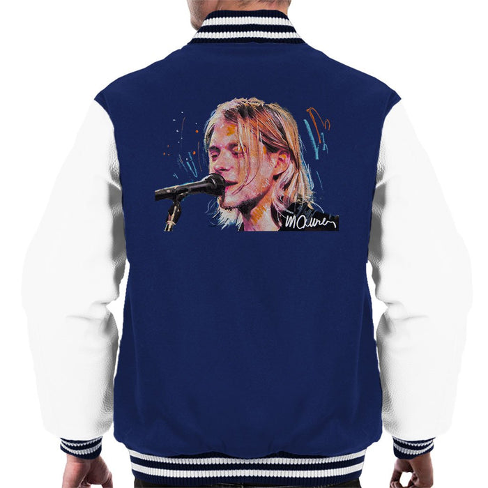 Sidney Maurer Original Portrait Of Kurt Cobain Singing Mens Varsity Jacket - Mens Varsity Jacket