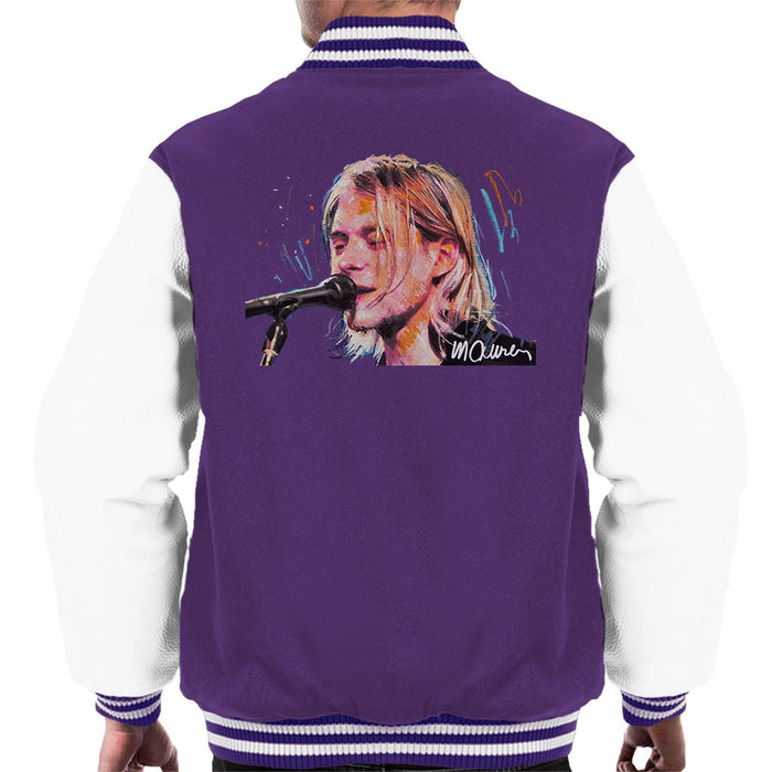 Sidney Maurer Original Portrait Of Kurt Cobain Singing Mens Varsity Jacket - Mens Varsity Jacket