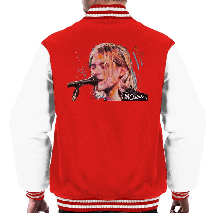 Sidney Maurer Original Portrait Of Kurt Cobain Singing Mens Varsity Jacket - Mens Varsity Jacket