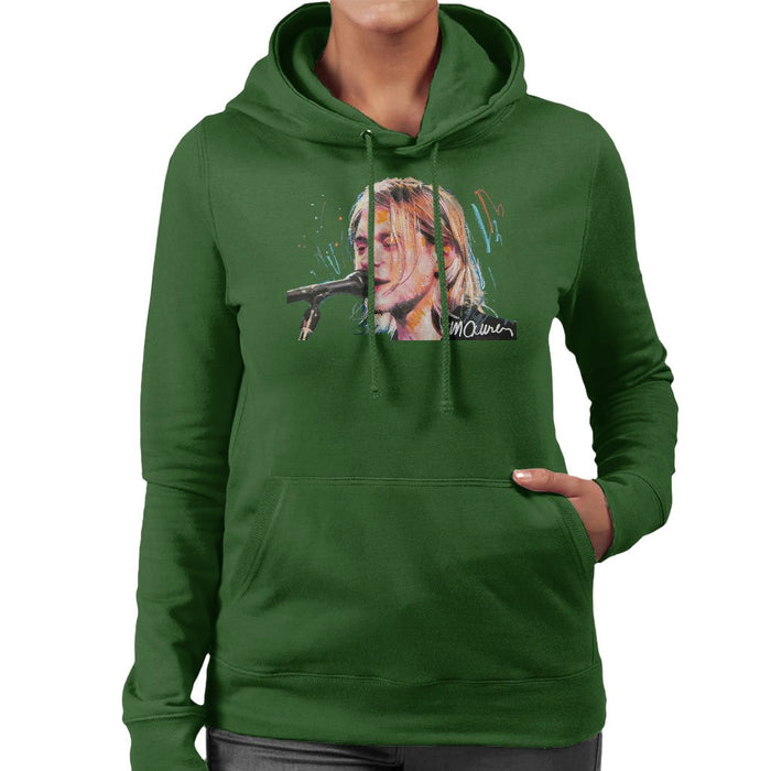 Sidney Maurer Original Portrait Of Kurt Cobain Singing Womens Hooded Sweatshirt - Womens Hooded Sweatshirt