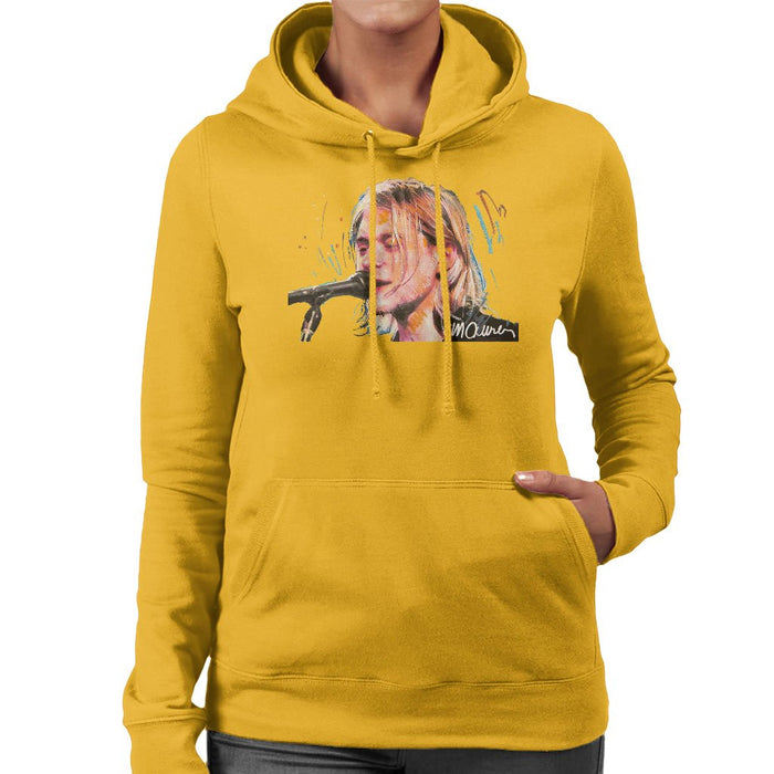 Sidney Maurer Original Portrait Of Kurt Cobain Singing Womens Hooded Sweatshirt - Womens Hooded Sweatshirt