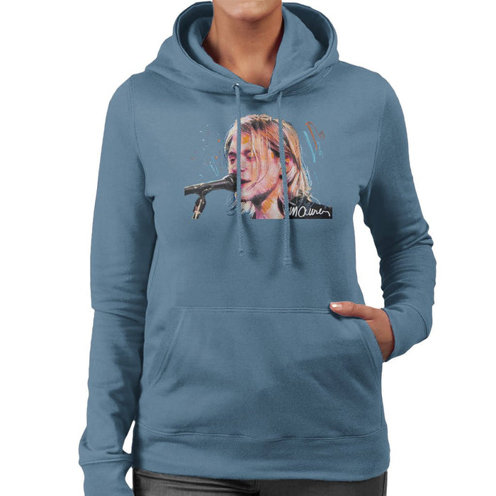 Sidney Maurer Original Portrait Of Kurt Cobain Singing Womens Hooded Sweatshirt - Womens Hooded Sweatshirt