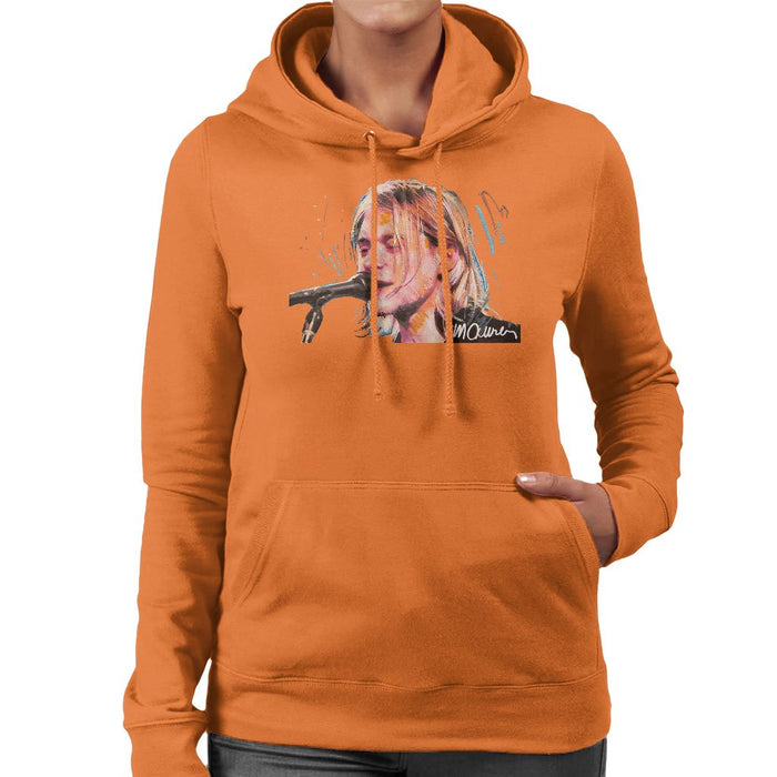 Sidney Maurer Original Portrait Of Kurt Cobain Singing Womens Hooded Sweatshirt - Womens Hooded Sweatshirt