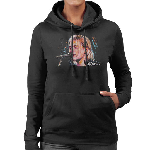Sidney Maurer Original Portrait Of Kurt Cobain Singing Womens Hooded Sweatshirt - Womens Hooded Sweatshirt