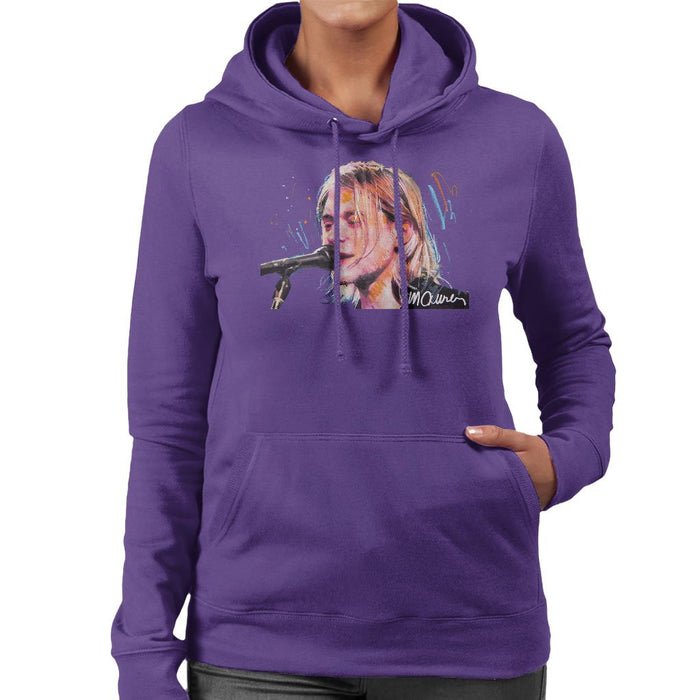 Sidney Maurer Original Portrait Of Kurt Cobain Singing Womens Hooded Sweatshirt - Womens Hooded Sweatshirt