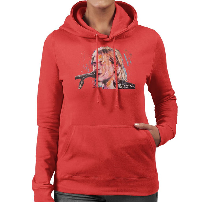 Sidney Maurer Original Portrait Of Kurt Cobain Singing Womens Hooded Sweatshirt - Womens Hooded Sweatshirt