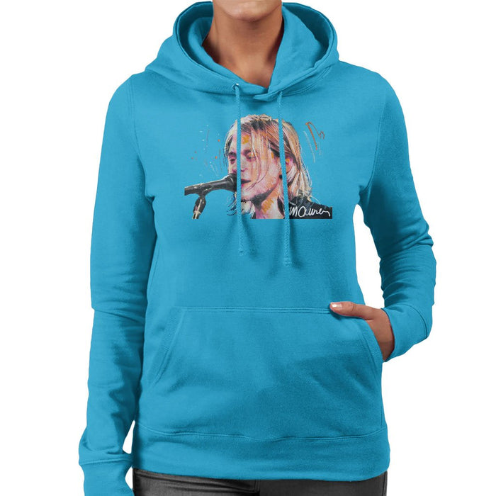 Sidney Maurer Original Portrait Of Kurt Cobain Singing Womens Hooded Sweatshirt - Womens Hooded Sweatshirt