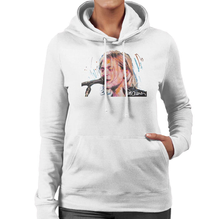 Sidney Maurer Original Portrait Of Kurt Cobain Singing Womens Hooded Sweatshirt - Womens Hooded Sweatshirt
