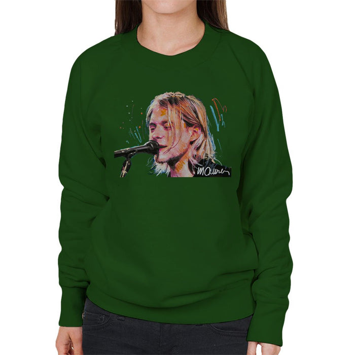 Sidney Maurer Original Portrait Of Kurt Cobain Singing Womens Sweatshirt - Womens Sweatshirt