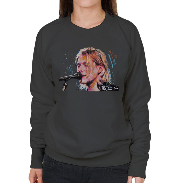 Sidney Maurer Original Portrait Of Kurt Cobain Singing Womens Sweatshirt - Womens Sweatshirt