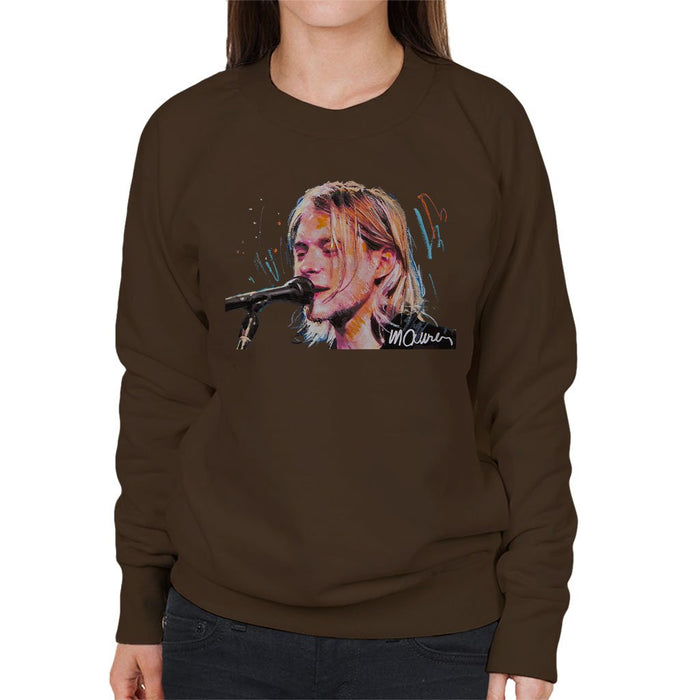 Sidney Maurer Original Portrait Of Kurt Cobain Singing Womens Sweatshirt - Womens Sweatshirt