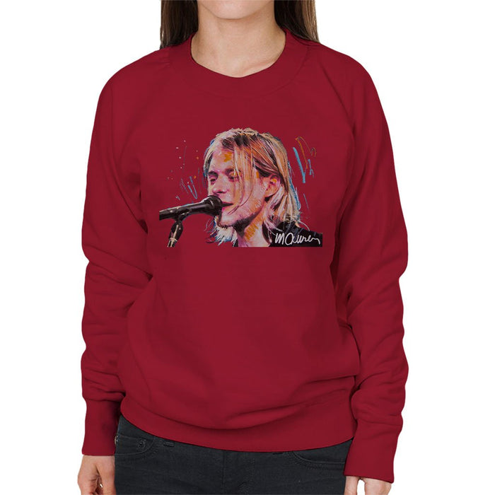 Sidney Maurer Original Portrait Of Kurt Cobain Singing Womens Sweatshirt - Womens Sweatshirt