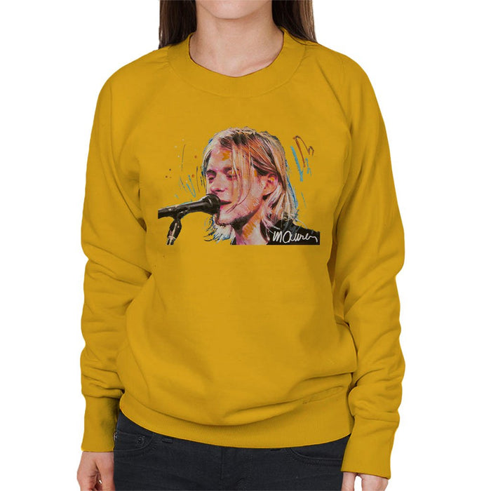Sidney Maurer Original Portrait Of Kurt Cobain Singing Womens Sweatshirt - Womens Sweatshirt