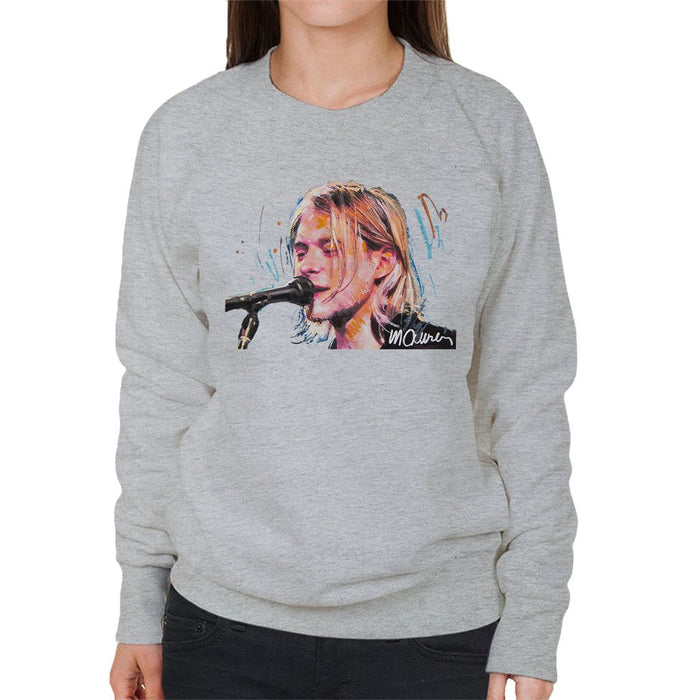 Sidney Maurer Original Portrait Of Kurt Cobain Singing Womens Sweatshirt - Womens Sweatshirt
