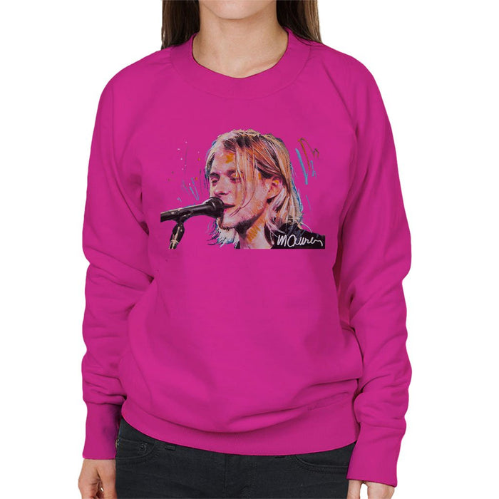 Sidney Maurer Original Portrait Of Kurt Cobain Singing Womens Sweatshirt - Womens Sweatshirt
